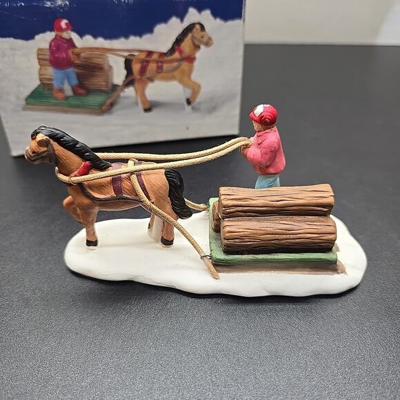 Christmas Valley Collectable Bringing in the Timbers Porcelain Vintage - Picture 5 of 12